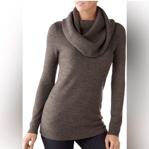 Smartwool Cascade Creek Cowl Neck 100% Wool Sweater in Brown Size Small